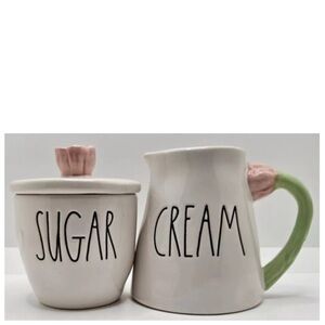 NEW Rae Dunn Sugar Bowl & Creamer Cream Spring Tulip Set